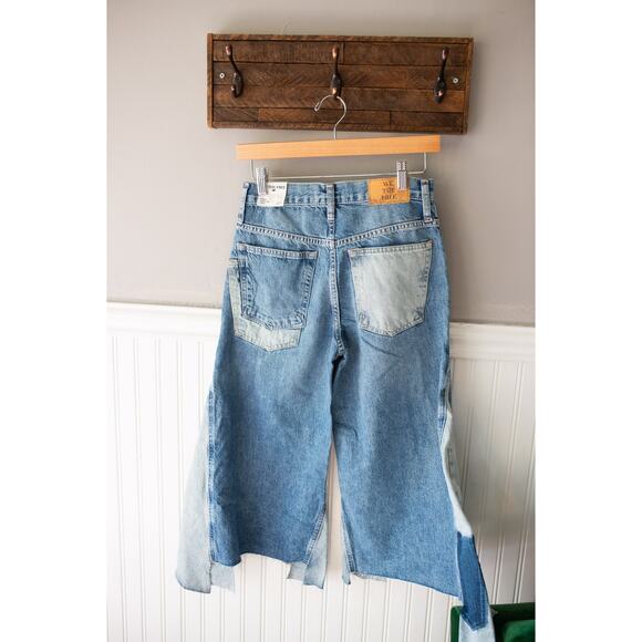 Free People We The Free Ripple Wide-Leg Pieced Cropped Jeans 25 - Picture 4 of 4